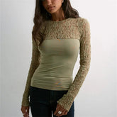 Lace Patchwork Long Sleeve Top